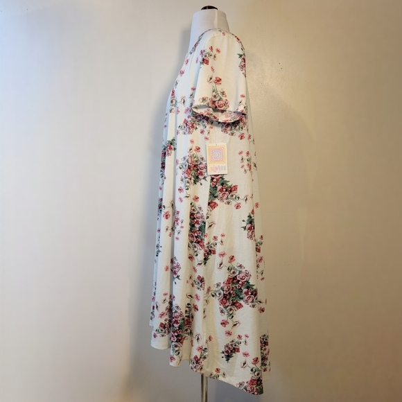 LuLaRoe: Carly Womens L Tee T-shirt Swing Dress Short Sleeve High-Low Hem Floral - Picture 4 of 9